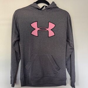 Under Armour Charcoal Hoodie with Pink Emblem